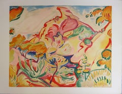 Montaña Sainte Victoire cerca de Aix en Provence - Litografía, 1972
