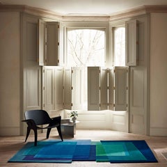 After Albers Cornflower Blue Contemporary Irregular Rug Standard Size