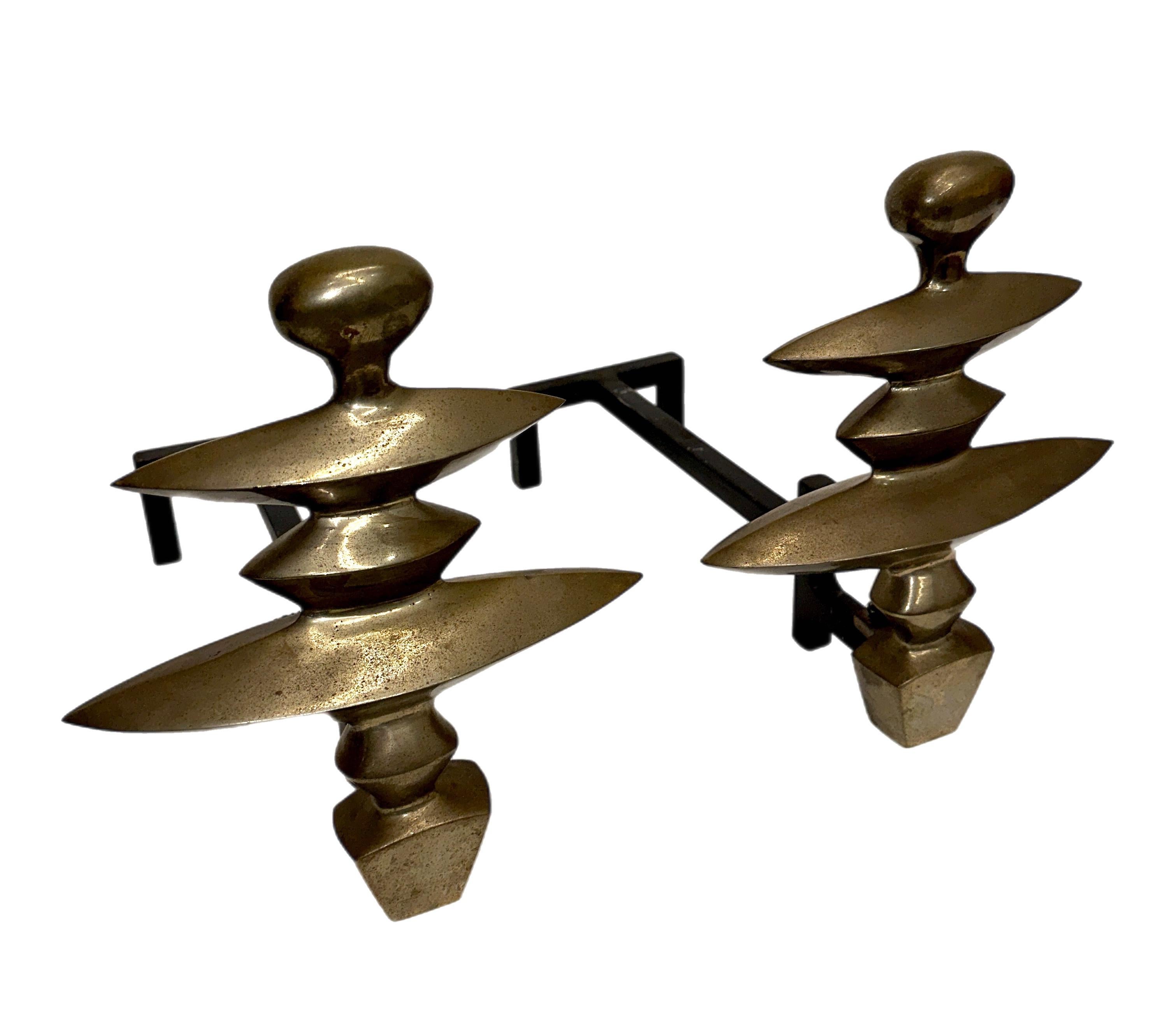 Modern After Alberto Giacometti Bronze andirons For Sale