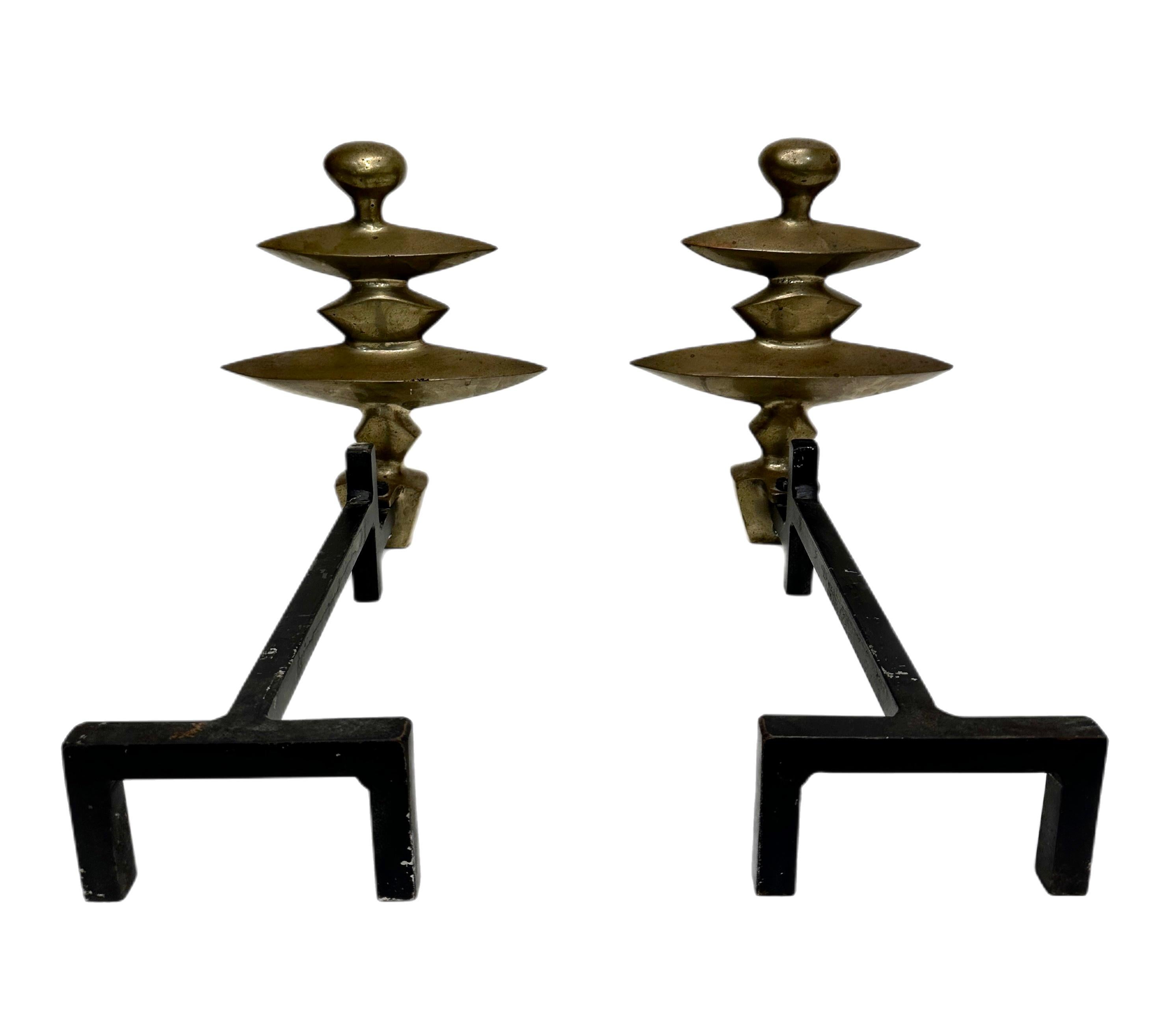 After Alberto Giacometti Bronze andirons In Good Condition For Sale In Chamblee, GA