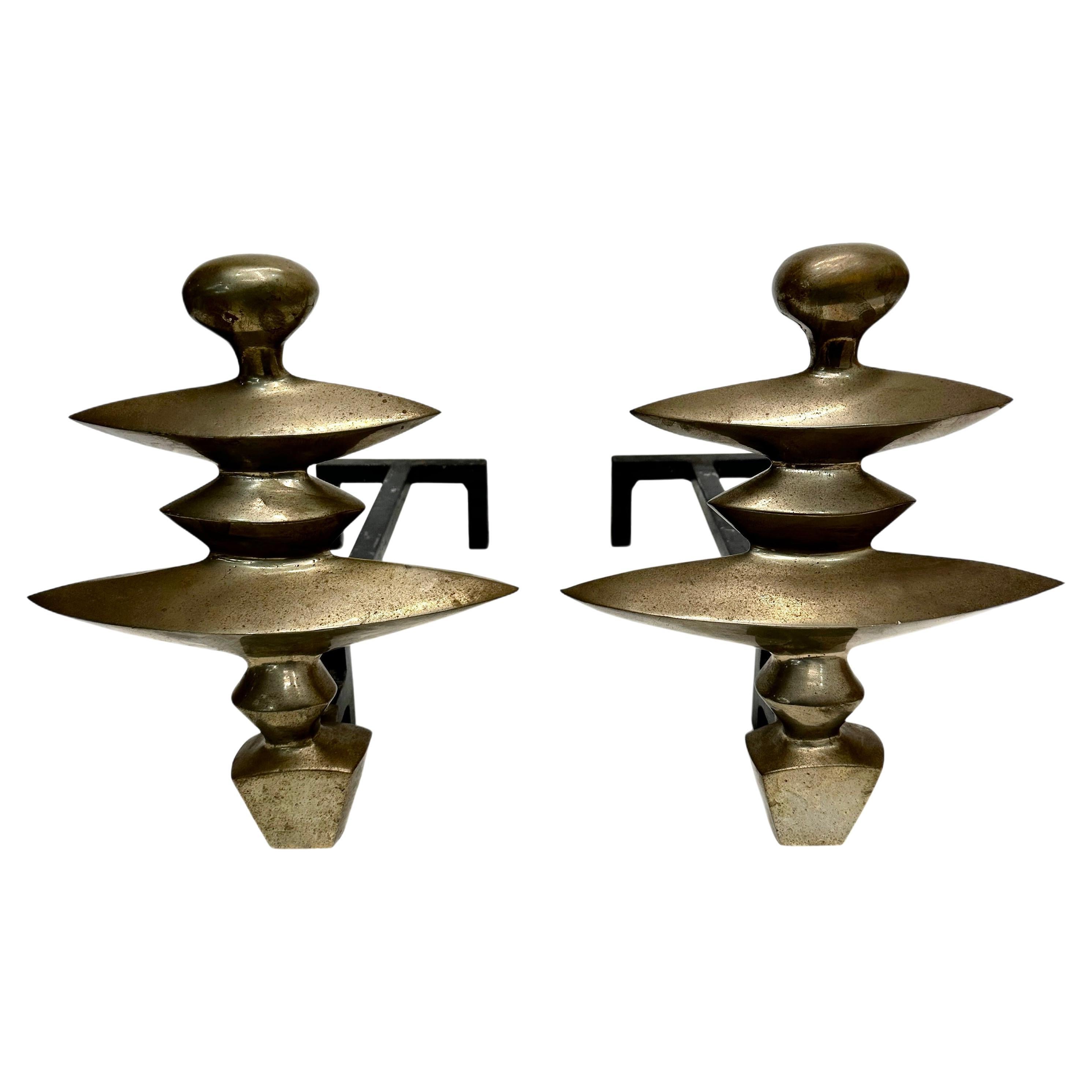 After Alberto Giacometti Bronze andirons For Sale