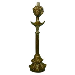 After Alberto Giacometti Patinated Bronze Table Lamp Tete de Femme