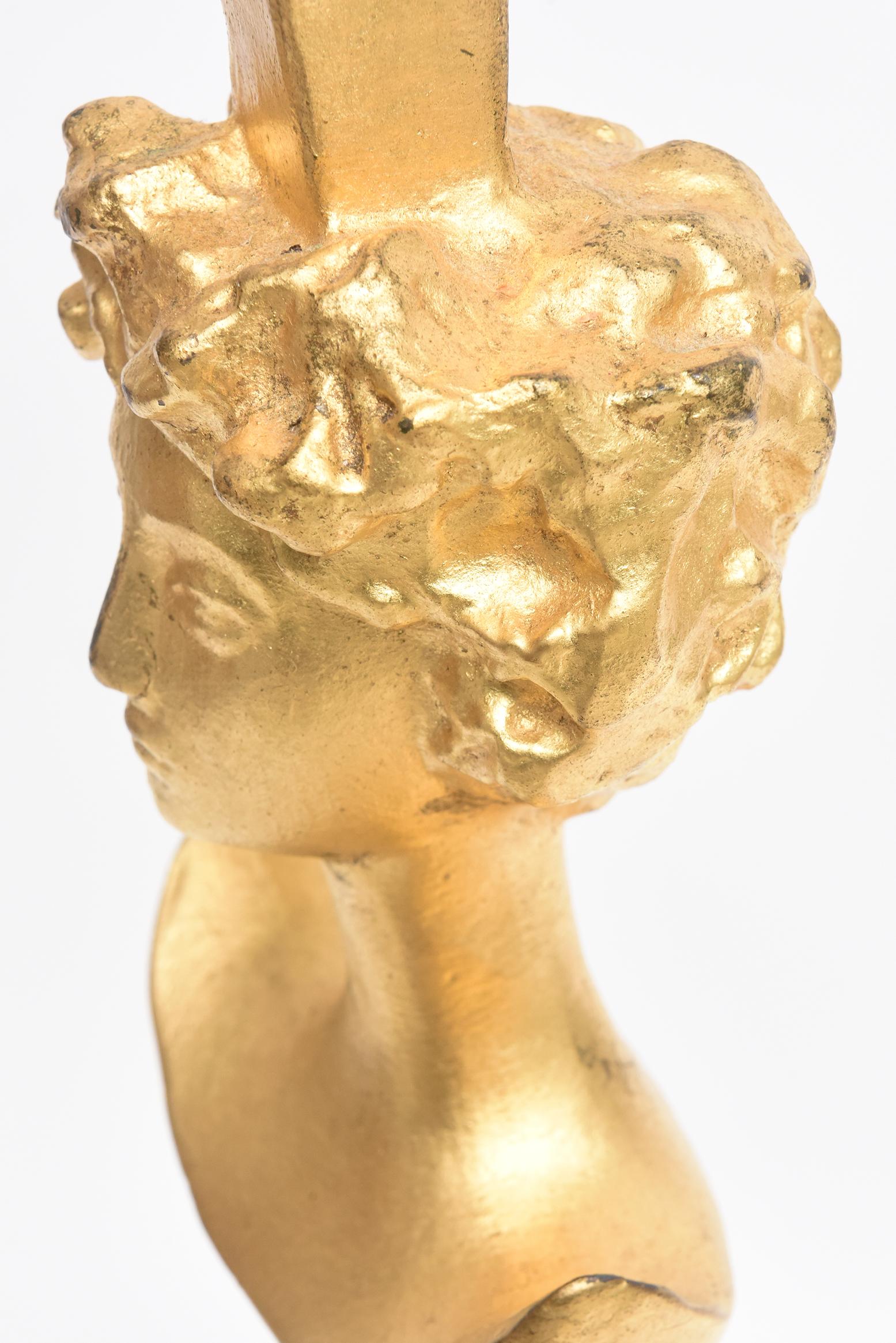 After Alberto Giacometti Tete De Femme Lady Gilt Bronze Table Lamp 3