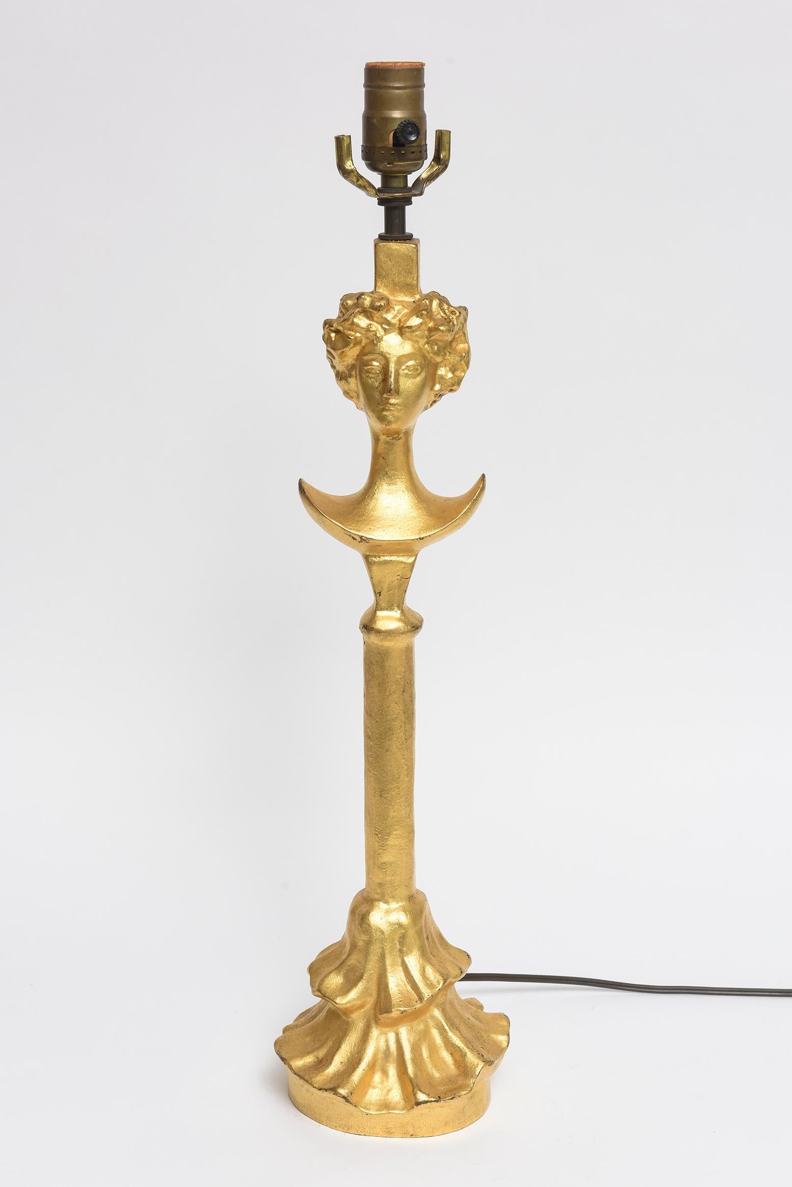 Bronze D'après Alberto Giacometti Tete De Femme Lady Lampe de table en bronze doré