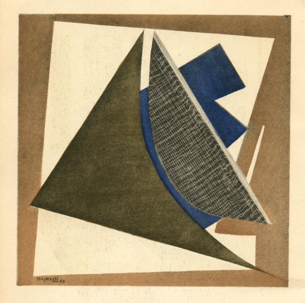 "Collage au triangle marron" pochoir - Print de (after) Alberto Magnelli