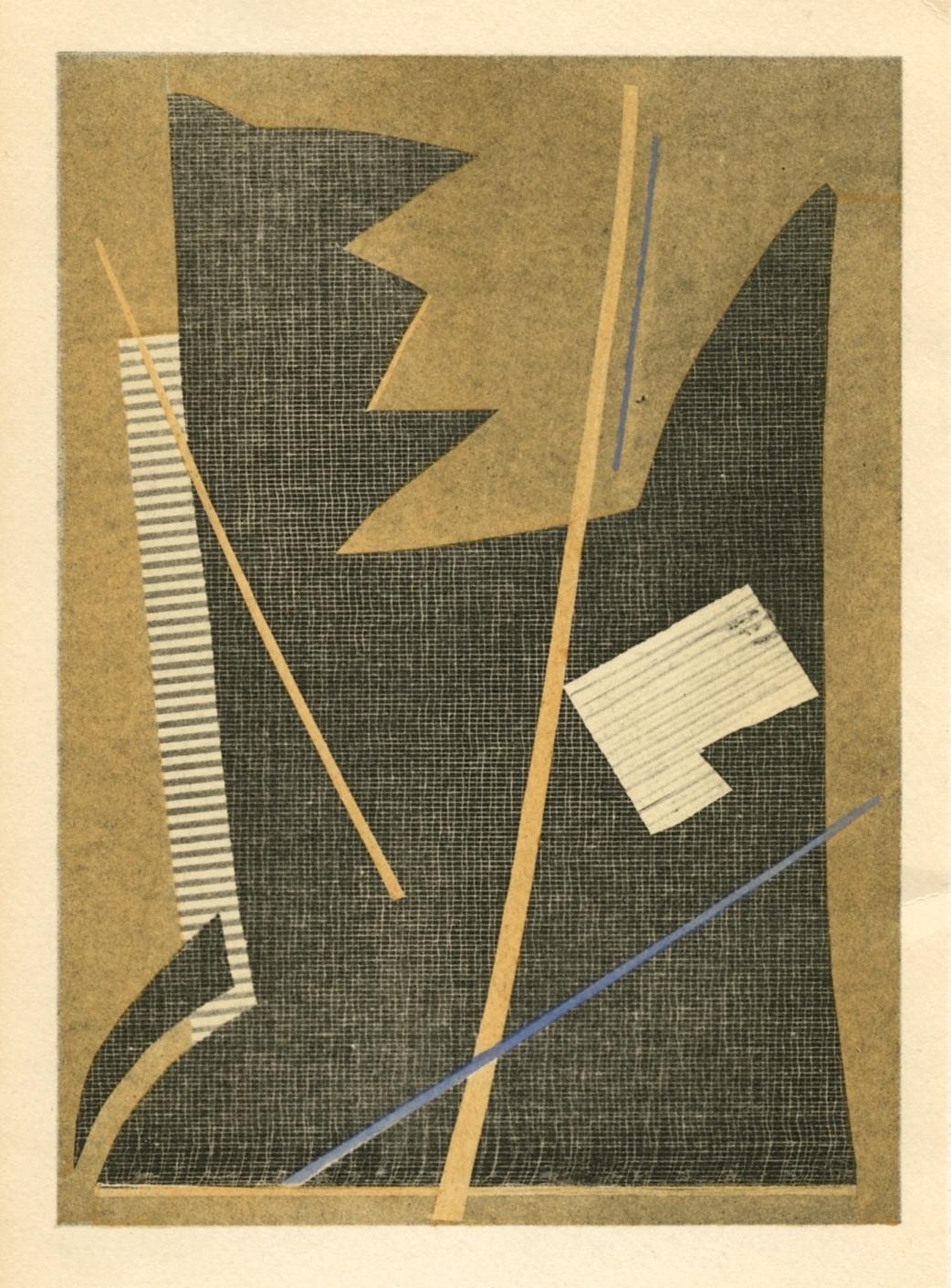 "Collage aux lignes jaunes" pochoir - Print de (after) Alberto Magnelli