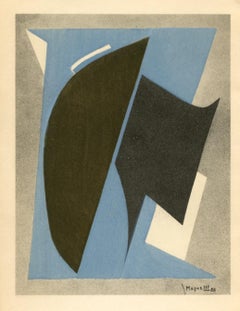 "Figures noire et marron sur fond bleu ciel" pochoir