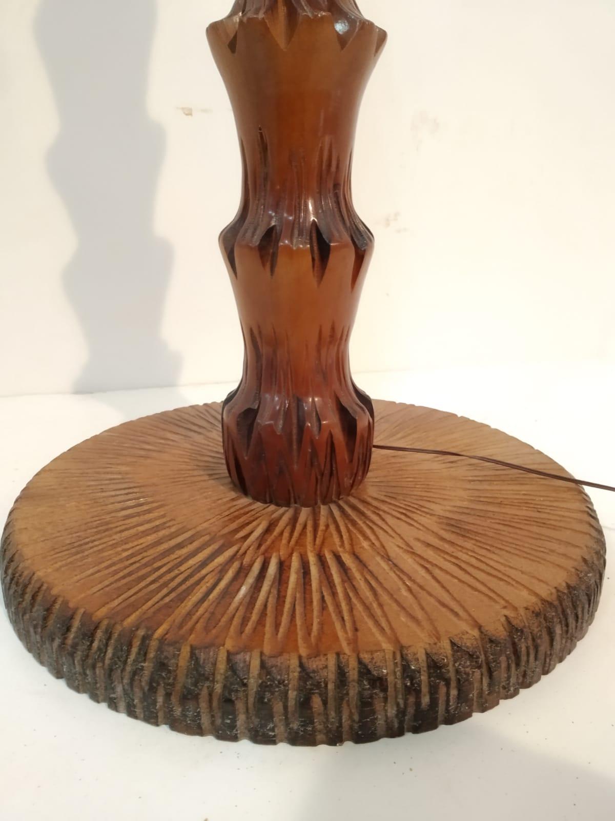 After Aldo Tura Midcentury Carved Wooden Italian Floor Lamp, 1950s 6