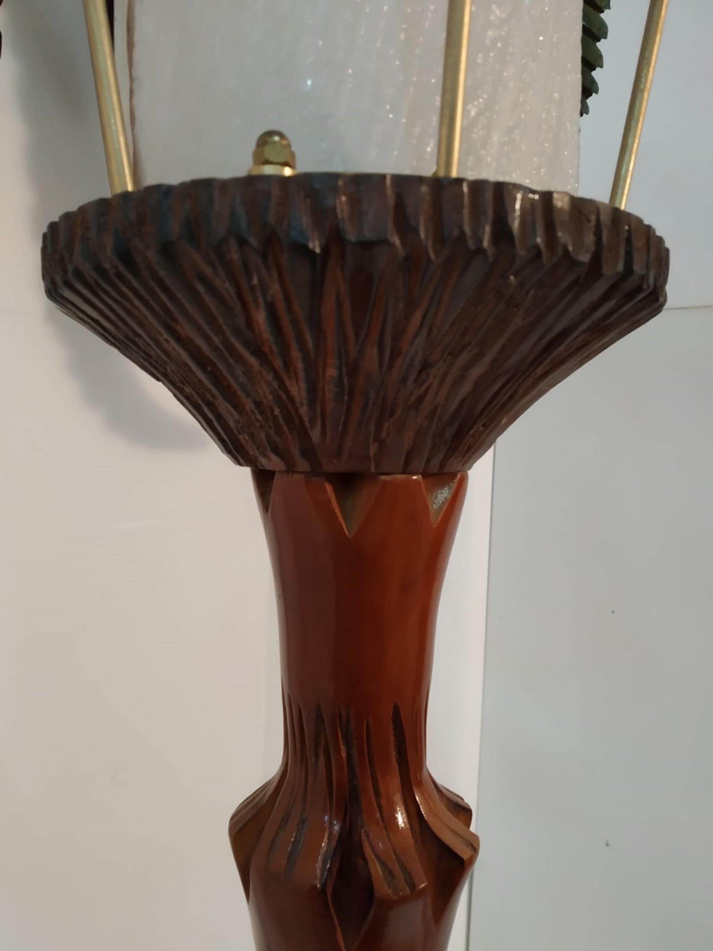 After Aldo Tura Midcentury Carved Wooden Italian Floor Lamp, 1950s 8