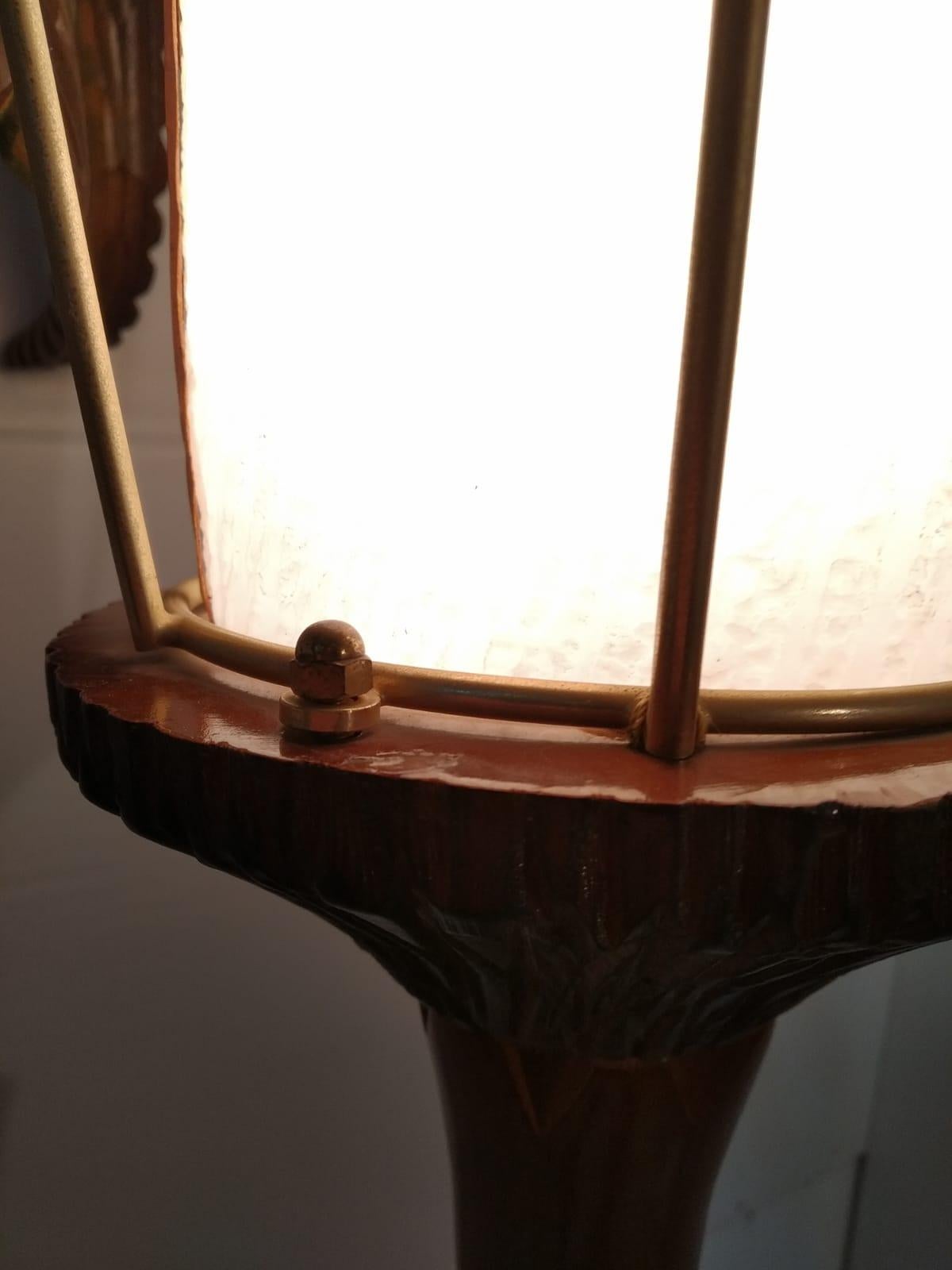 After Aldo Tura Midcentury Carved Wooden Italian Floor Lamp, 1950s 4