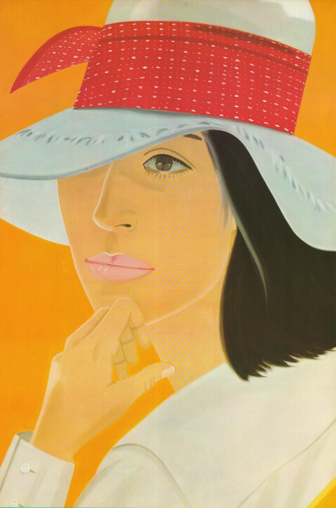 Katz-Marlborough, Aida with White Hat - Orange Portrait Print by After Alex Katz