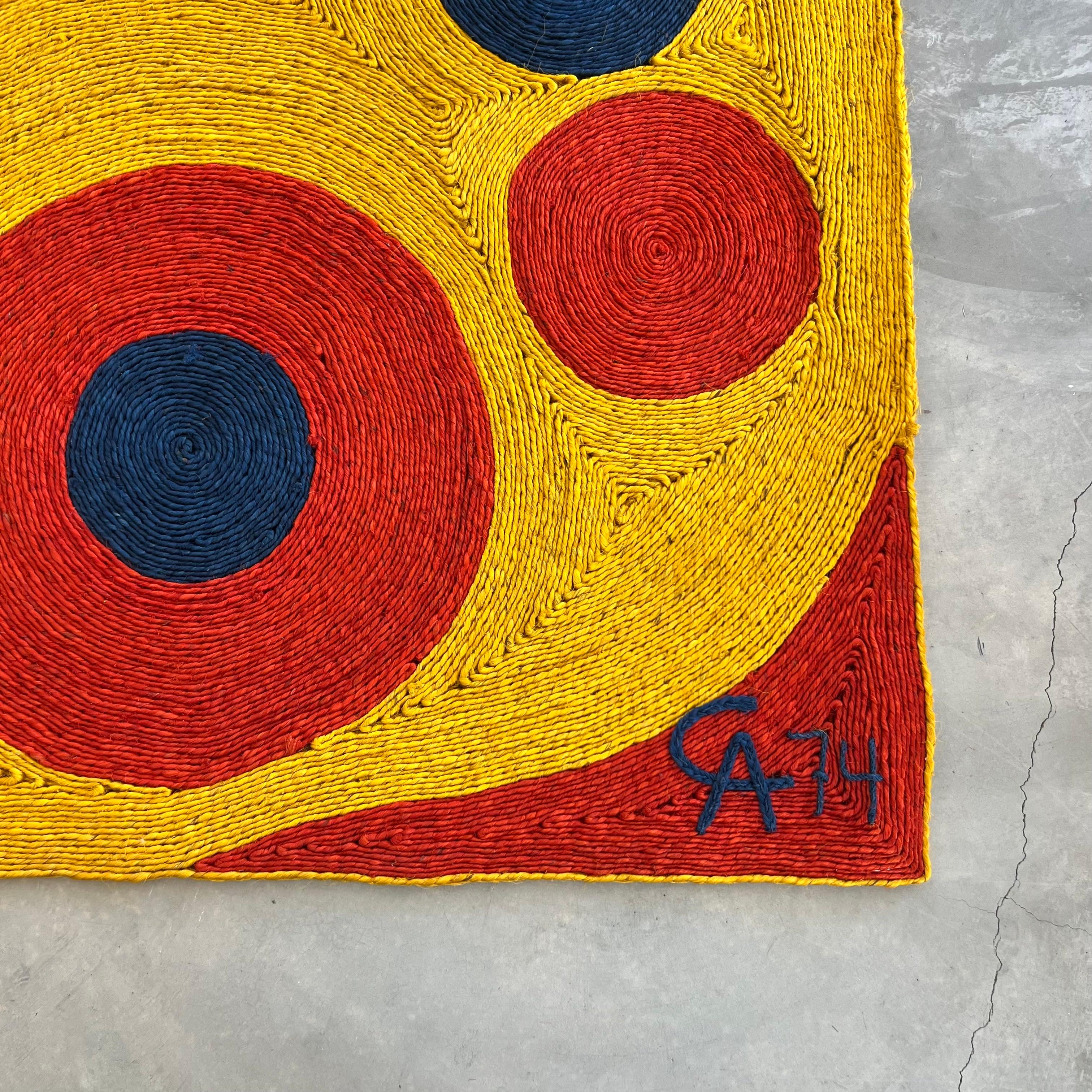 American After Alexander Calder Jute 'Sun' Tapestry, 1974 Guatemala For Sale