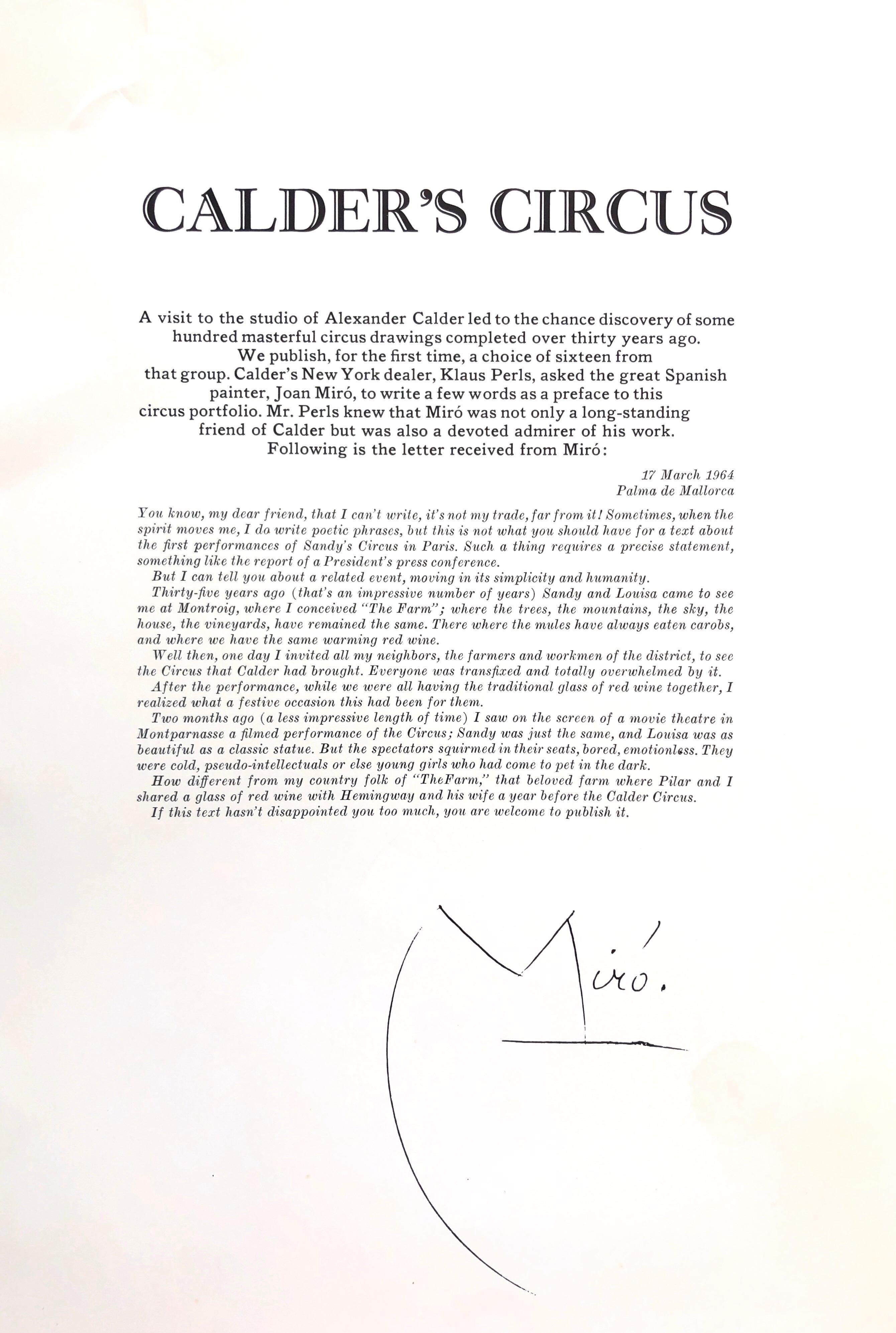 Alexander Calder Circus Reproduction Lithograph after a Drawing - Gray Figurative Print by (after) Alexander Calder