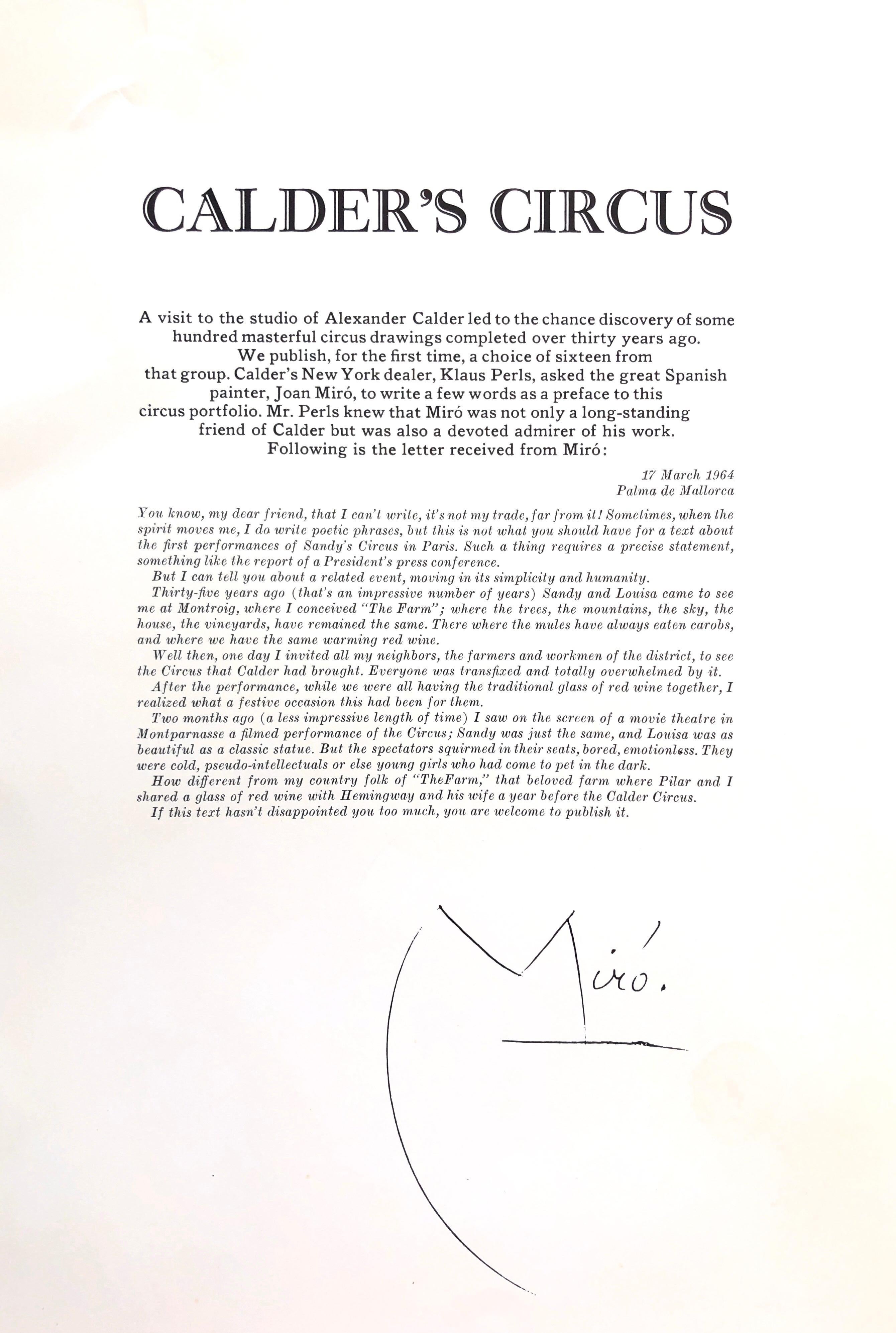 Lithographie de reproduction de cirque d'après un dessin d'Alexander Calder en vente 1