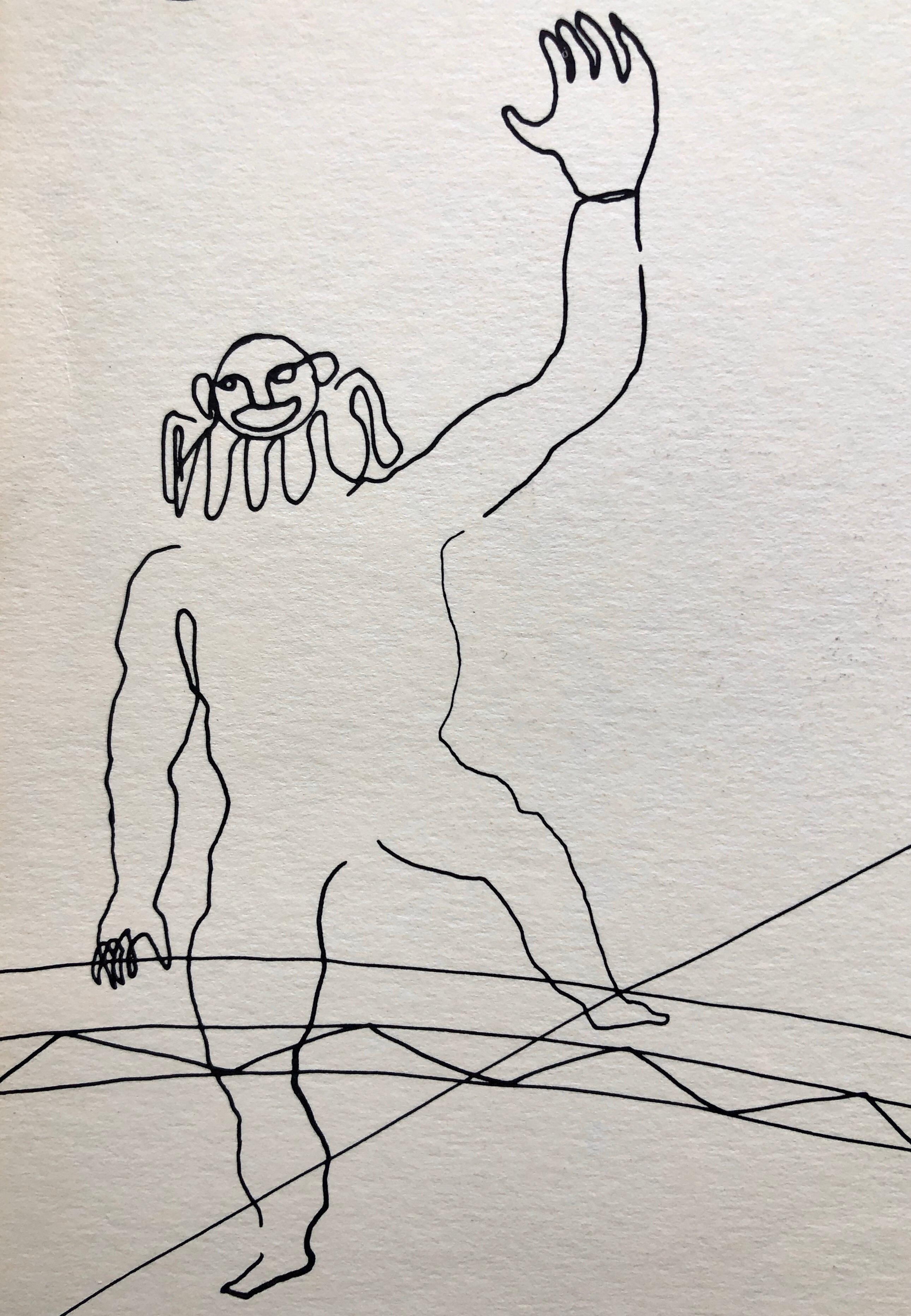 Alexander Calder, Zirkusreproduktionslithographie nach einer Zeichnung (Grau), Figurative Print, von (after) Alexander Calder