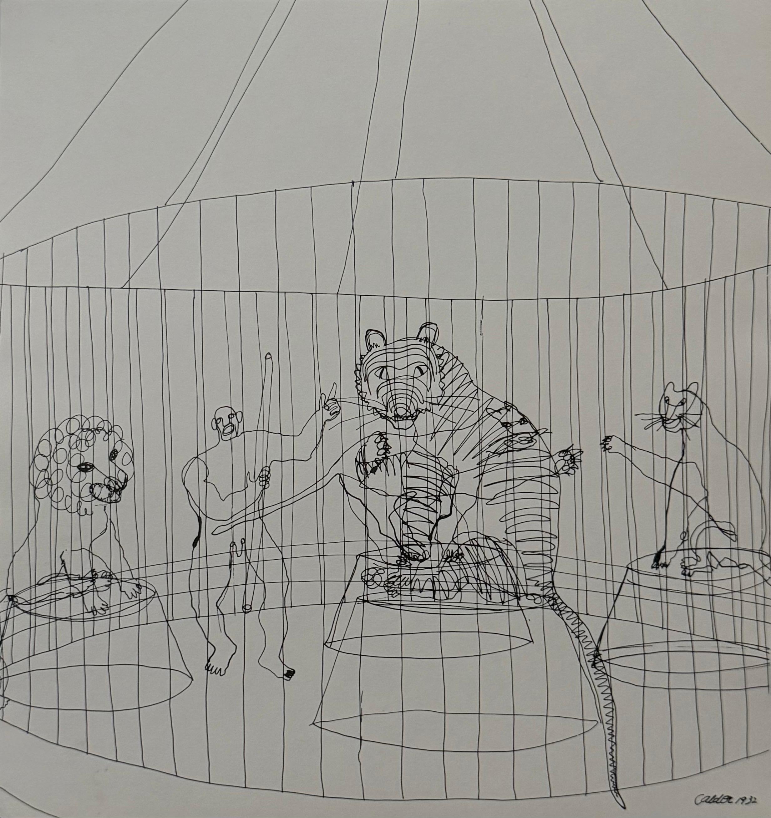 (after) Alexander Calder Animal Print - Alexander Calder Circus Reproduction Lithograph After a Drawing