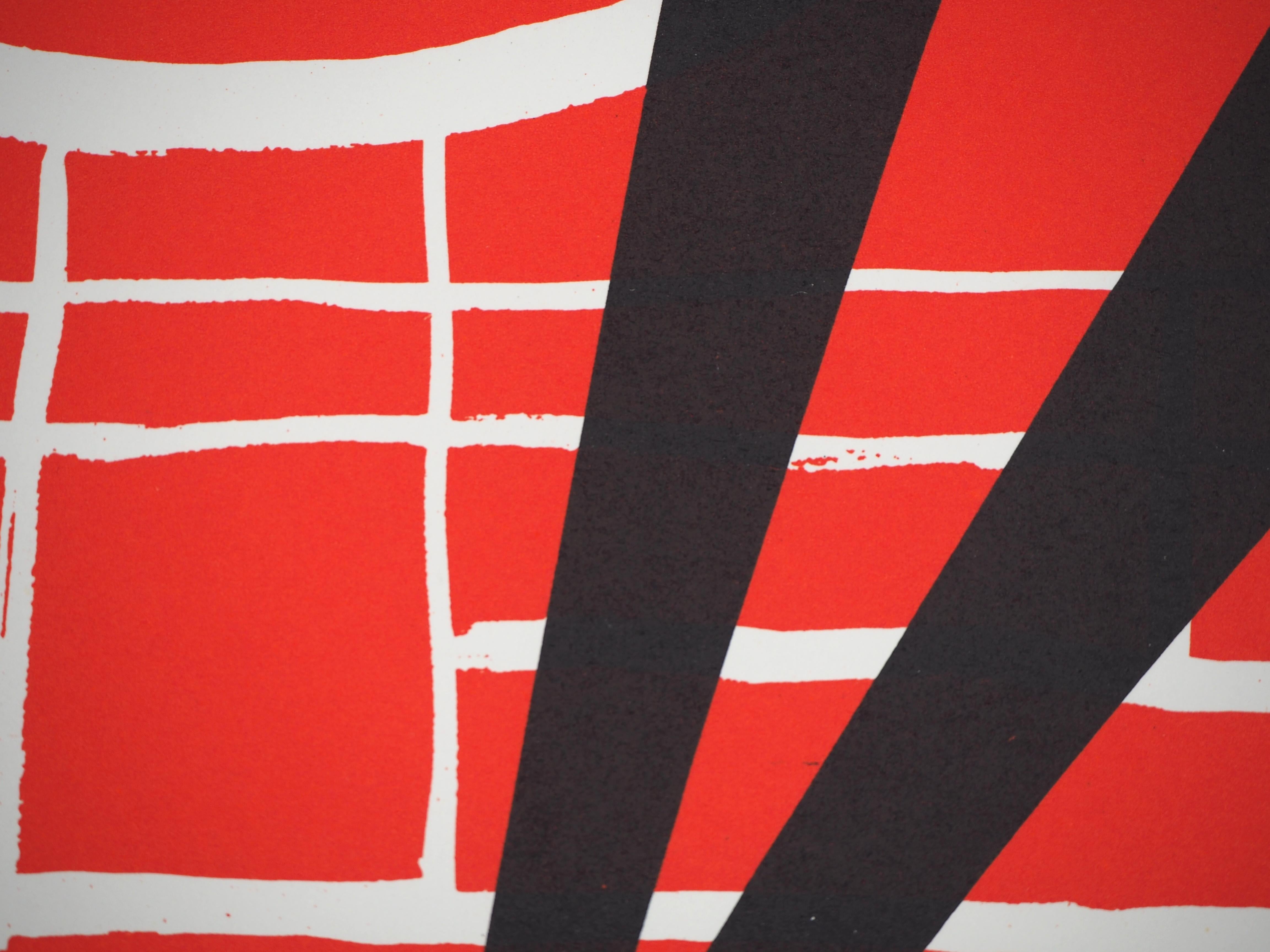 Sombra negra (esculturas Stabiles) - Cartel litografía - Maeght 1969 - Print Geométrico abstracto de (after) Alexander Calder