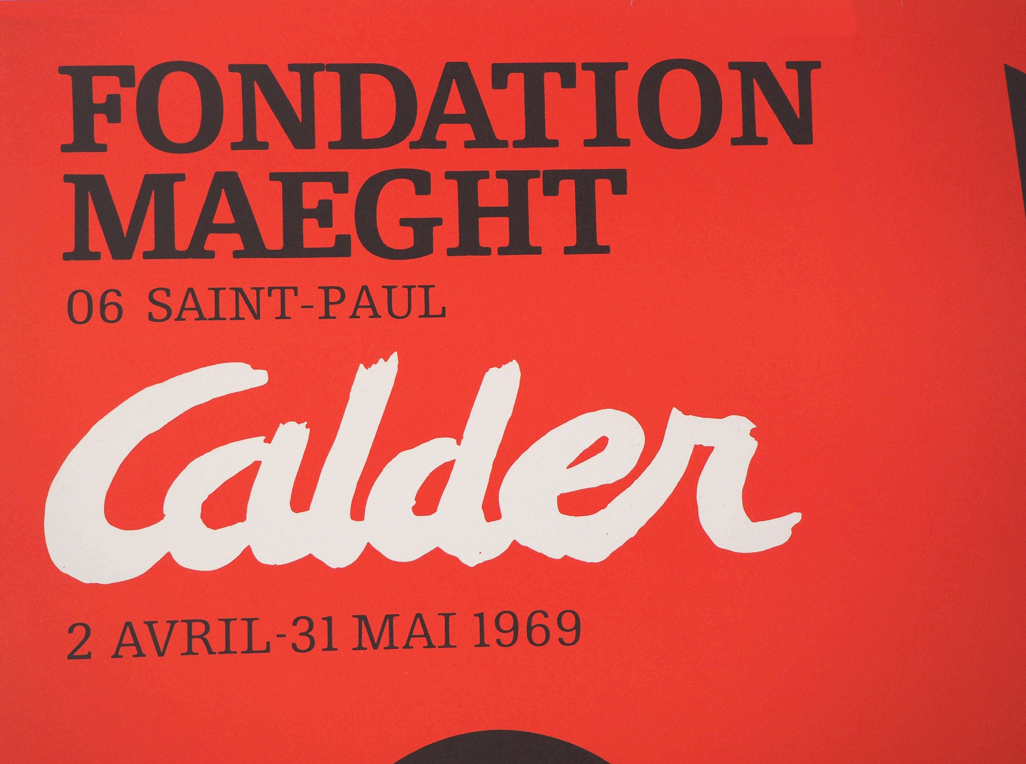 Noir ombre (Stabiles sculptures) - Affiche lithographique - Maeght 1969 - Rouge Abstract Print par (after) Alexander Calder