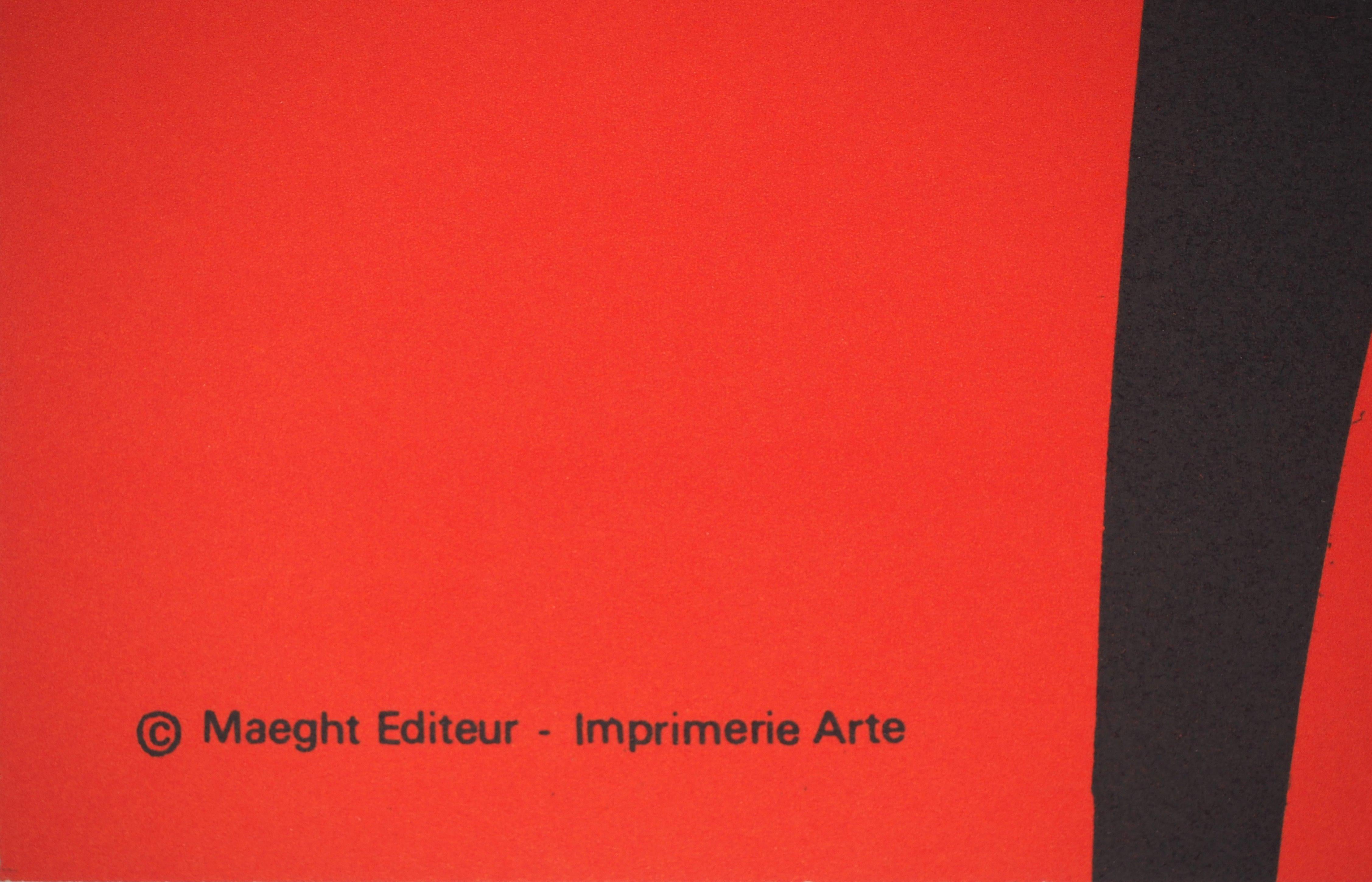 Alexander CALDER (après)
Ombre noire, 1969

Affiche lithographiée
Réalisé pour l'exposition d'Alexander Calder à la Fondation Maeght en 1969
Imprimeur : Arte Paris
Editeur : Maeght
70 x 49,8 cm (environ 27,5 x 19,2 in)

Excellent état