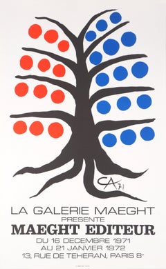 Schwarzer Baum mit roten und blauen Früchten - Lithografieplakat - Maeght 1971