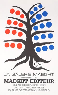 Black tree with red and blue fruits - Lithograph poster - Maeght 1971