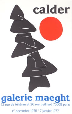 Affiche lithographique Tree Black with Red Sun de Maeght, 1976-77