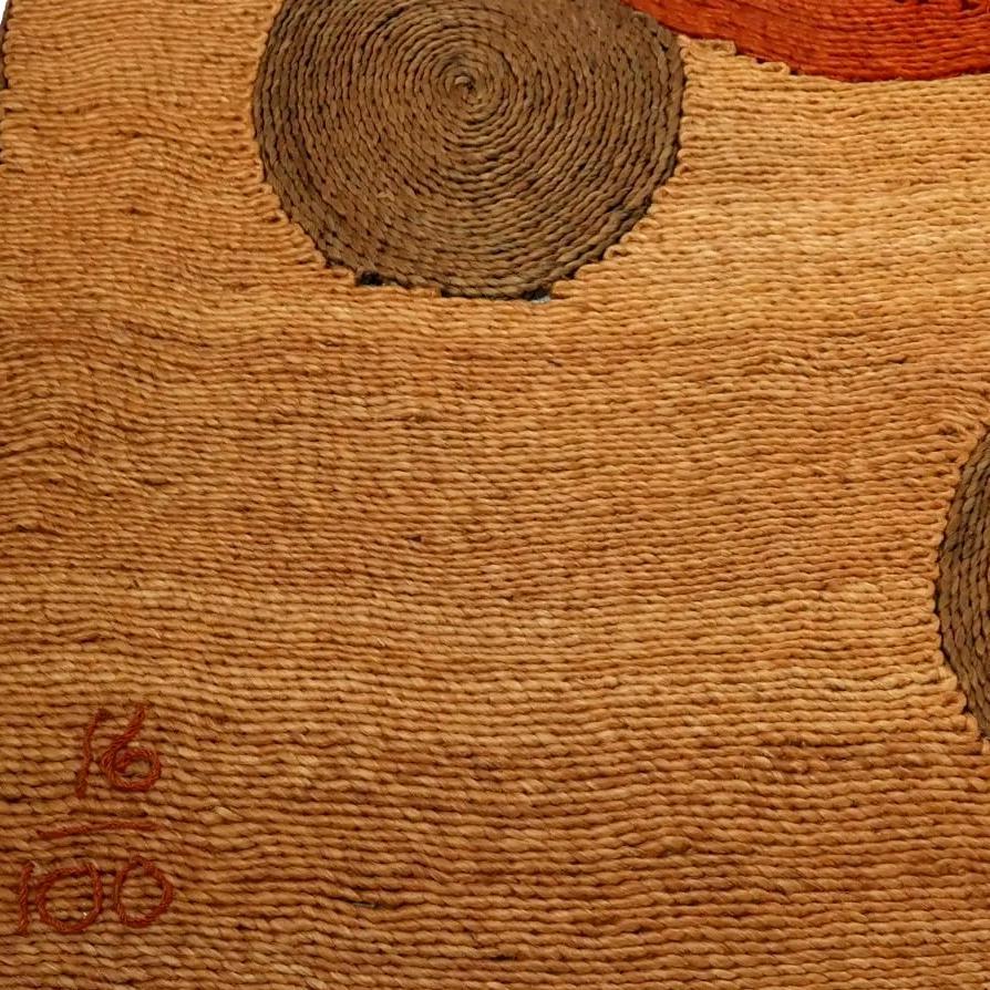 Hand-Painted After Alexander Calder Untitled Jute Tapestry, 1975 Guatemala
