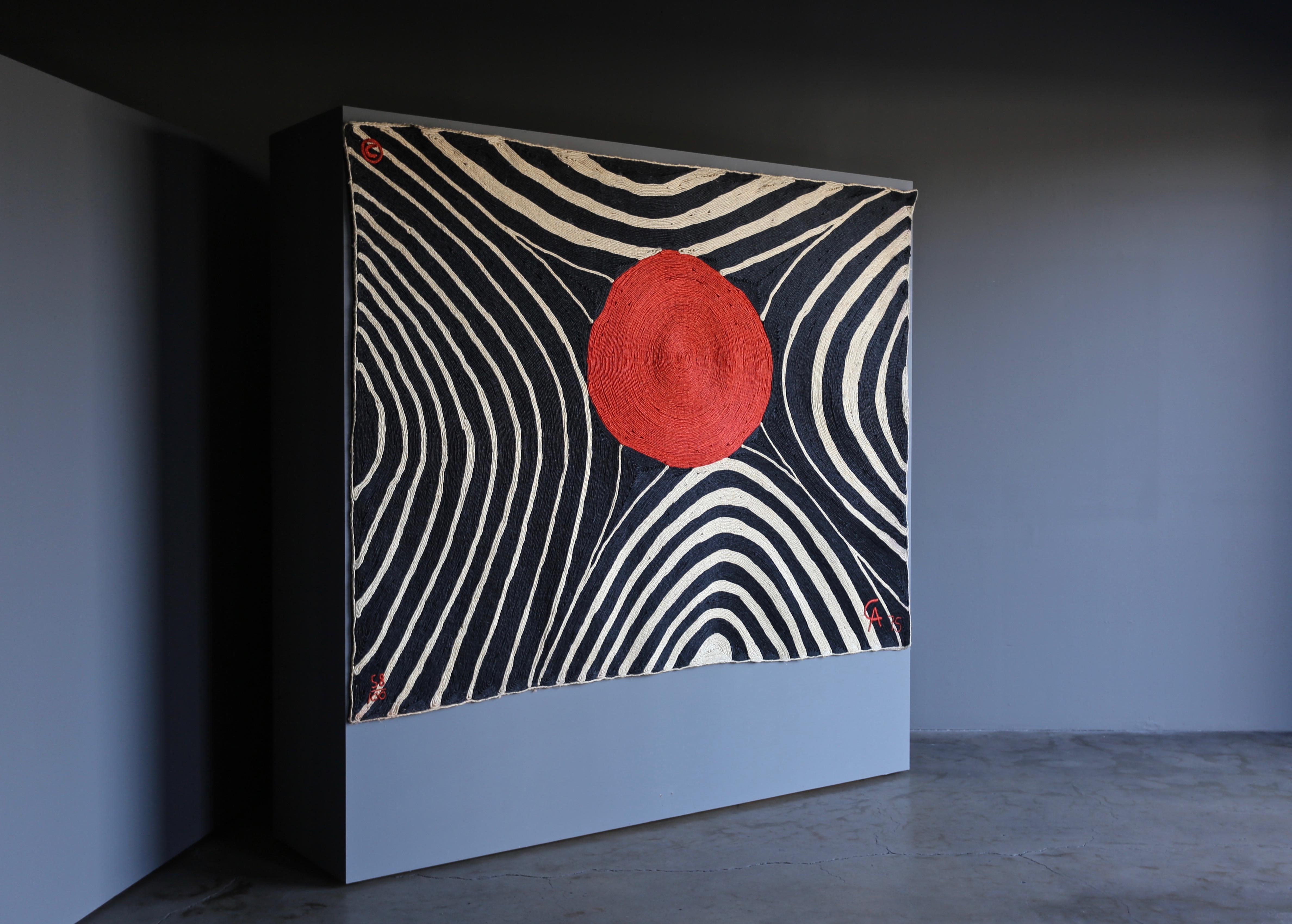 Artist: After Alexander Calder, American (1898-1976)
Title: Zebra tapestry
Year: 1975
Medium: Maguey fiber
Edition: 58/100
Size: 98