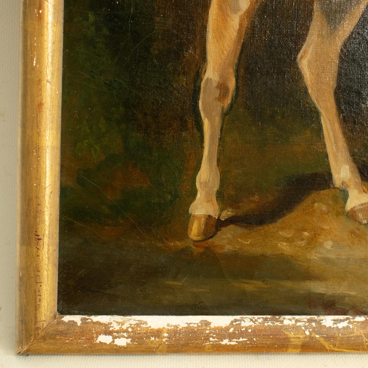 After Alfred de DREUX Amazone on her horse - Painting Oil on canvas 19th Century In Good Condition For Sale In TEYJAT, FR