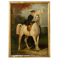 D'après Alfred de DREUX Amazone sur son cheval - Peinture huile sur toile 19ème siècle