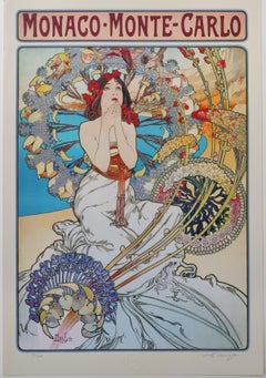Vintage (after) Alphonse Mucha -- Poster for 'Monaco - Monte Carlo'