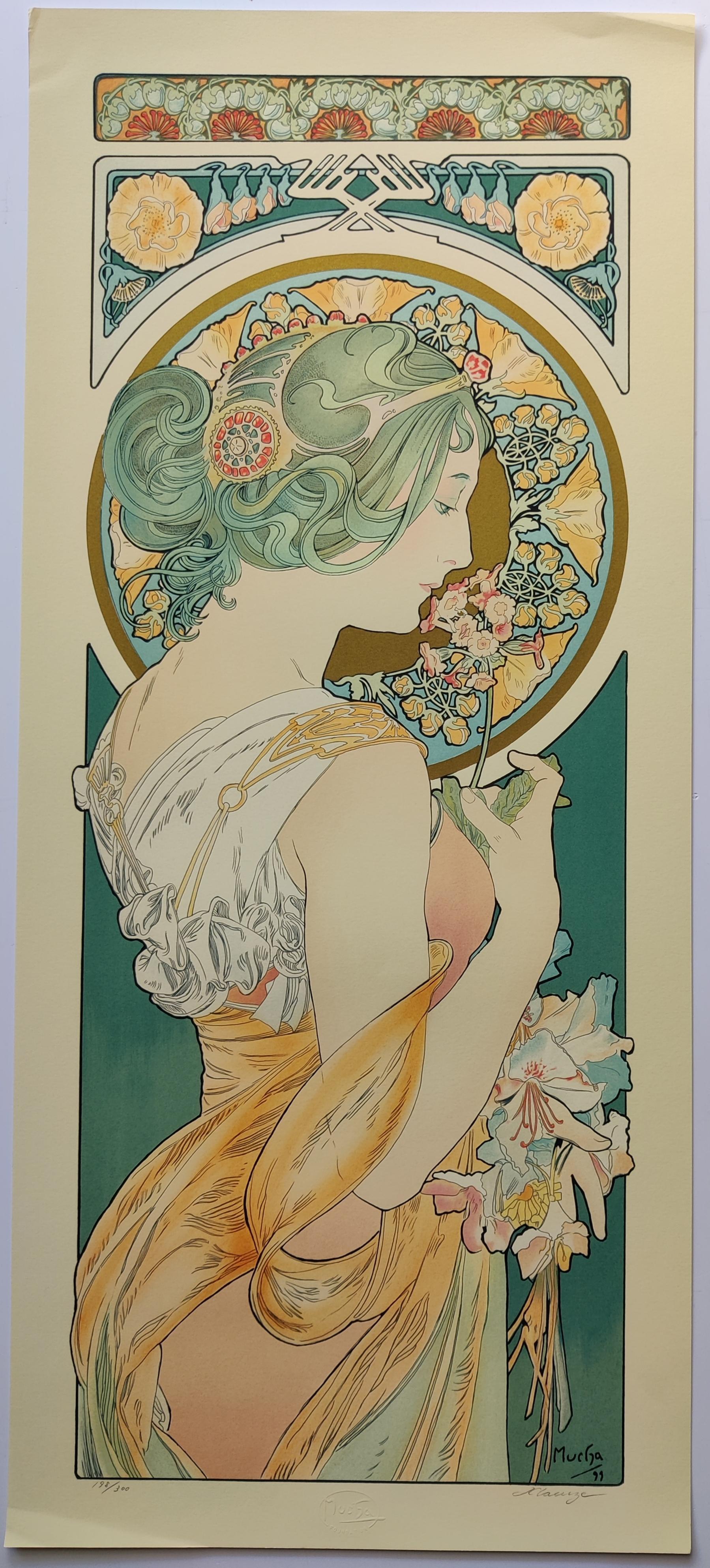 (after) Alphonse Mucha -- Primrose & Feather, Set of 2 For Sale 1