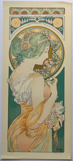 (after) Alphonse Mucha -- Primrose & Feather, Set of 2