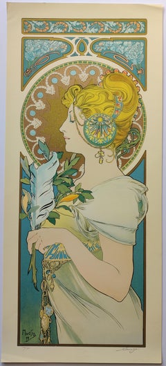 (after) Alphonse Mucha -- Primrose & Feather, Set of 2