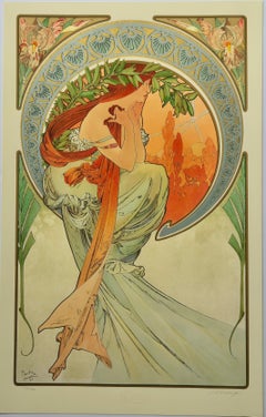 (d'après) Alphonse Mucha - The Arts, ensemble de 4 pièces