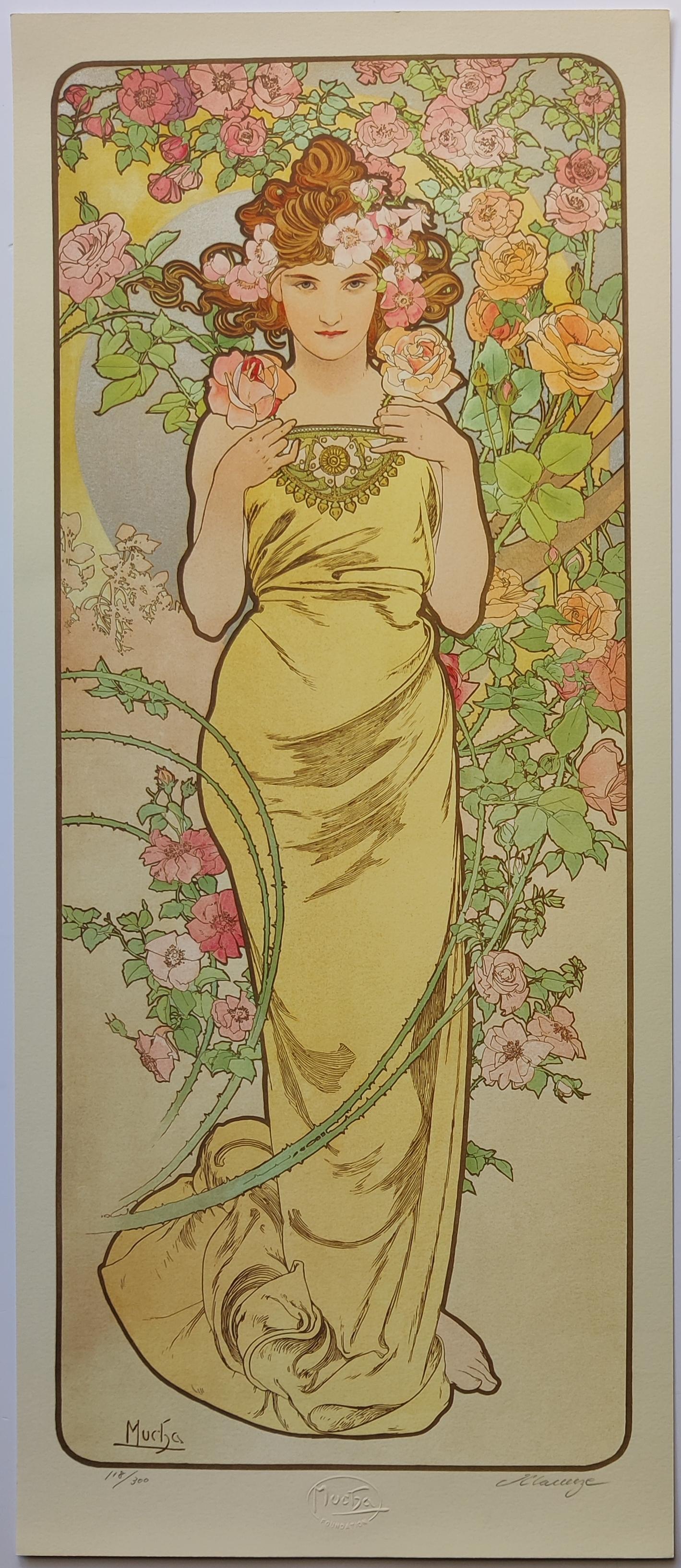 (after) Alphonse Mucha -- I fiori, Set di 4 in vendita 1