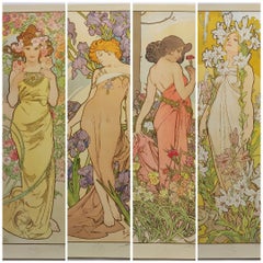 (after) Alphonse Mucha -- The Flowers, Set of 4