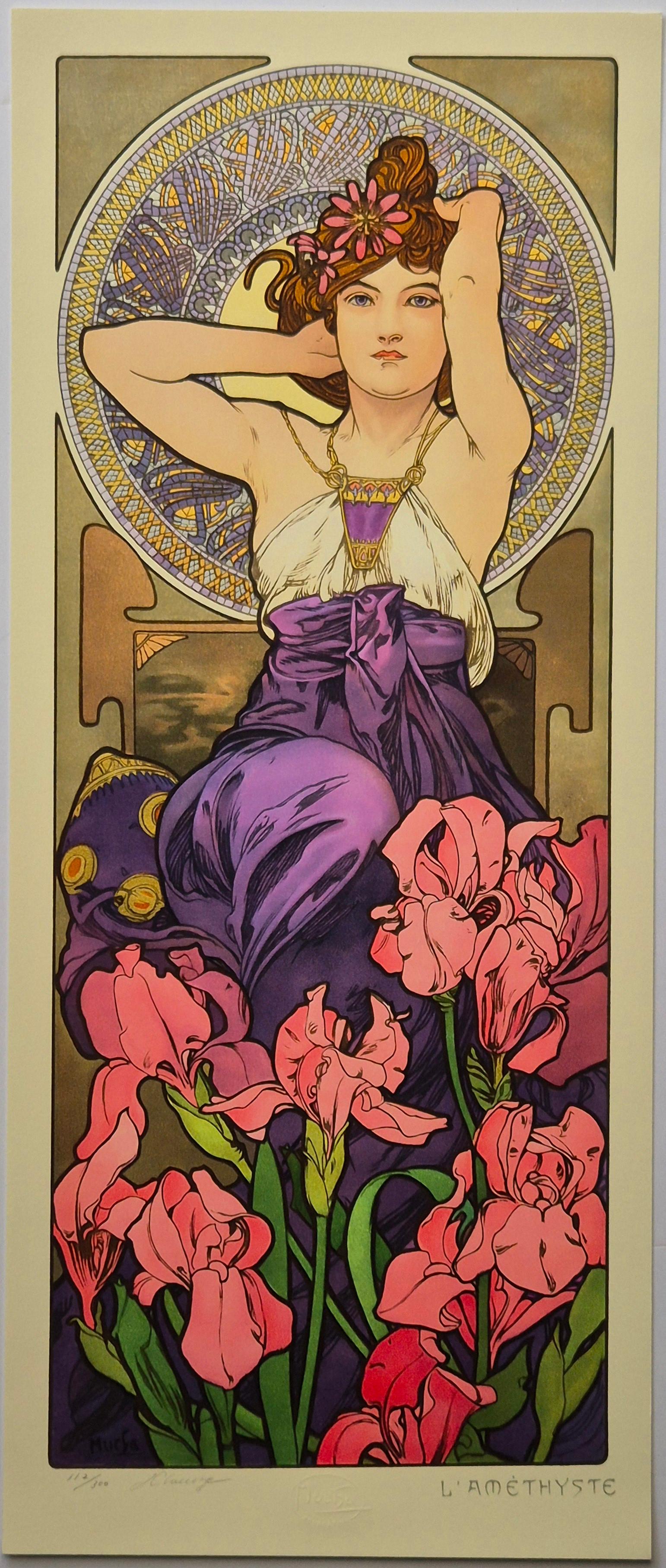 (after) Alphonse Mucha -- Le pietre preziose, Set di 4 in vendita 3