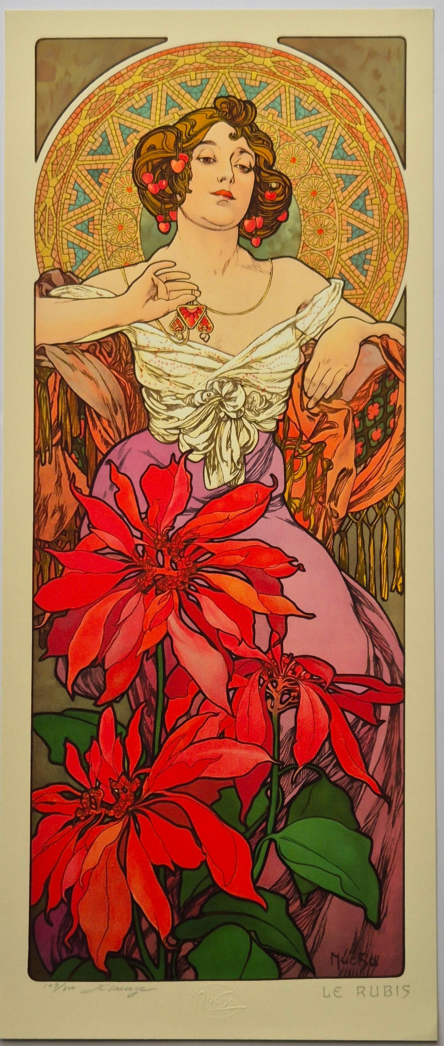 (after) Alphonse Mucha -- Le pietre preziose, Set di 4 in vendita 4