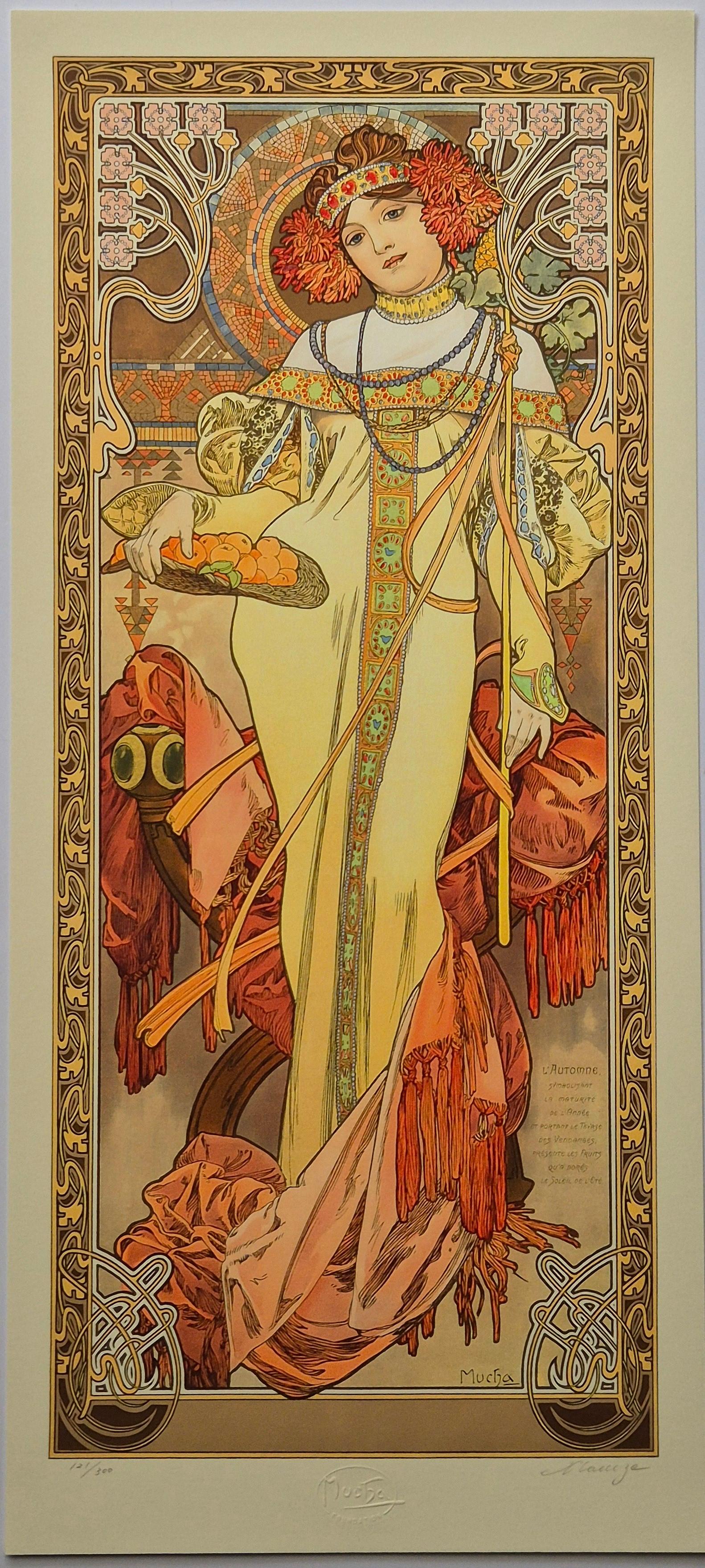 (after) Alphonse Mucha -- The Seasons, Set of 4 For Sale 3