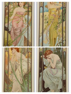 (after) Alphonse Mucha -- The Times of the Day, Set of 4