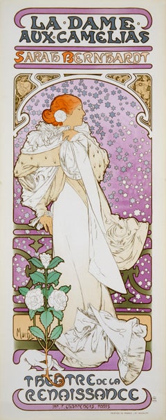 La Dame aux Camelias d'Alphonse Mucha - lithographie Art nouveau