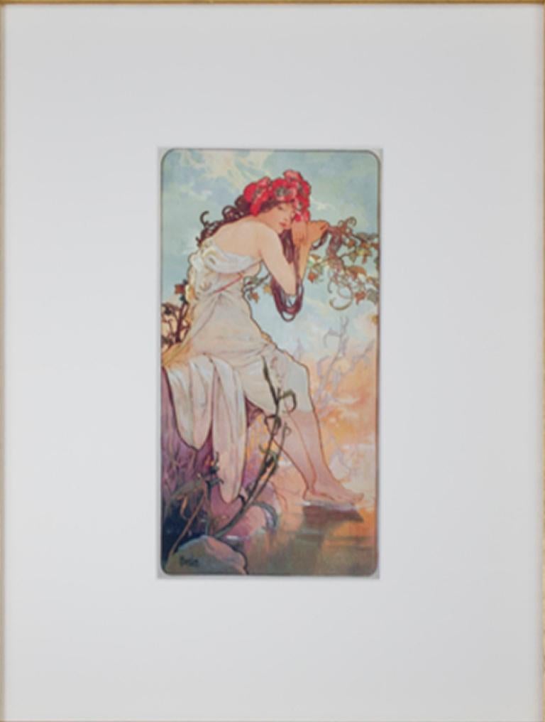 (after) Alphonse Mucha Figurative Print - "Summer From: The Four Seasons, " Giclee Print after 1896 Print by Alphonse Mucha