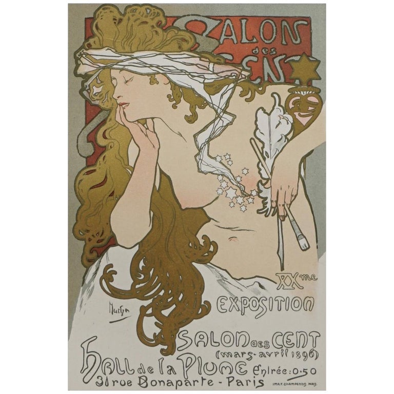 after) Alphonse Mucha, "Salon Des Cent" from Das Moderne Plakat at 1stDibs  | mucha salon des cent, plakat moderne, salon des cent mucha