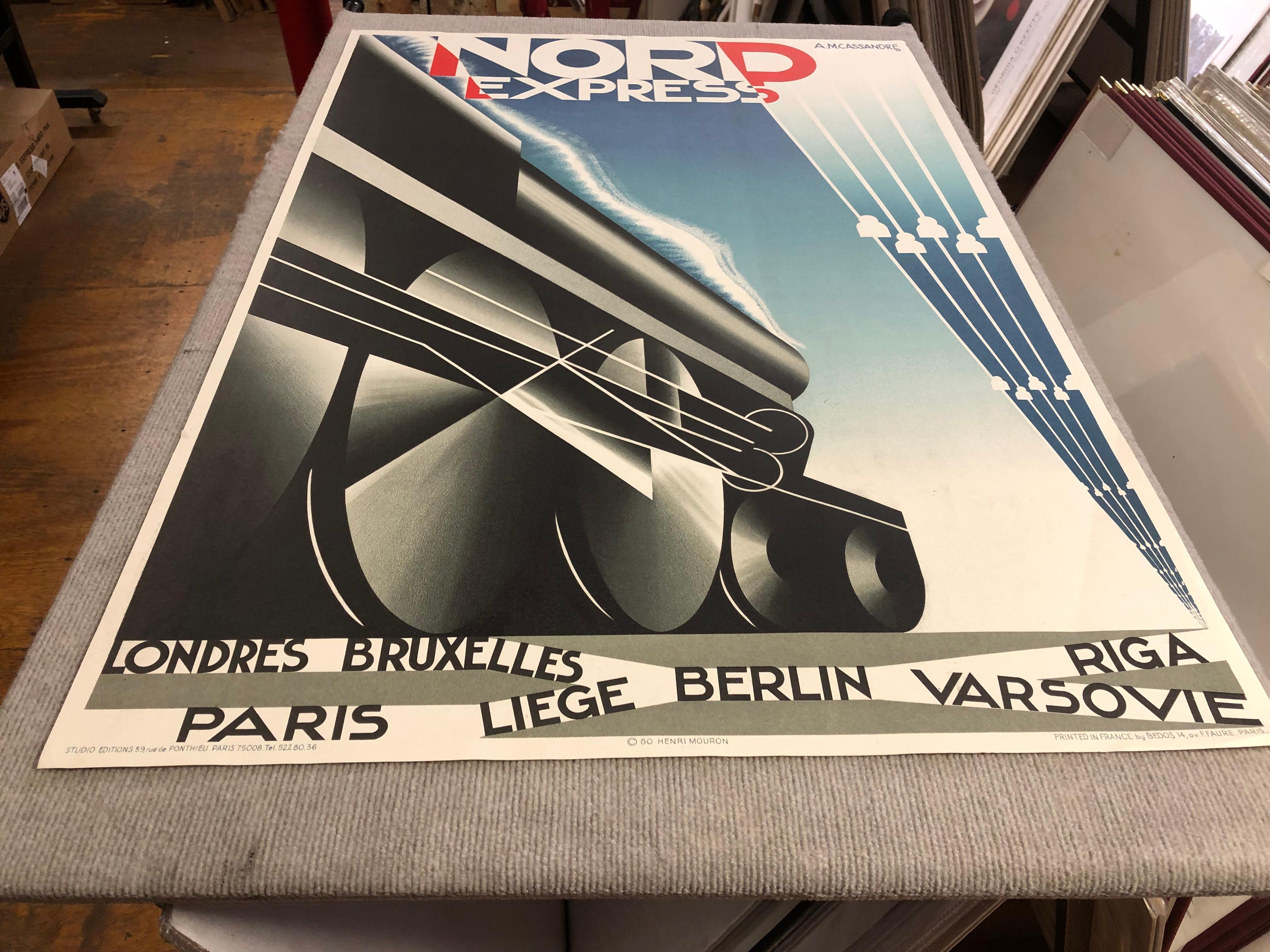 A.M. Cassandre-Nord Express-Vintage Lithograph For Sale 1