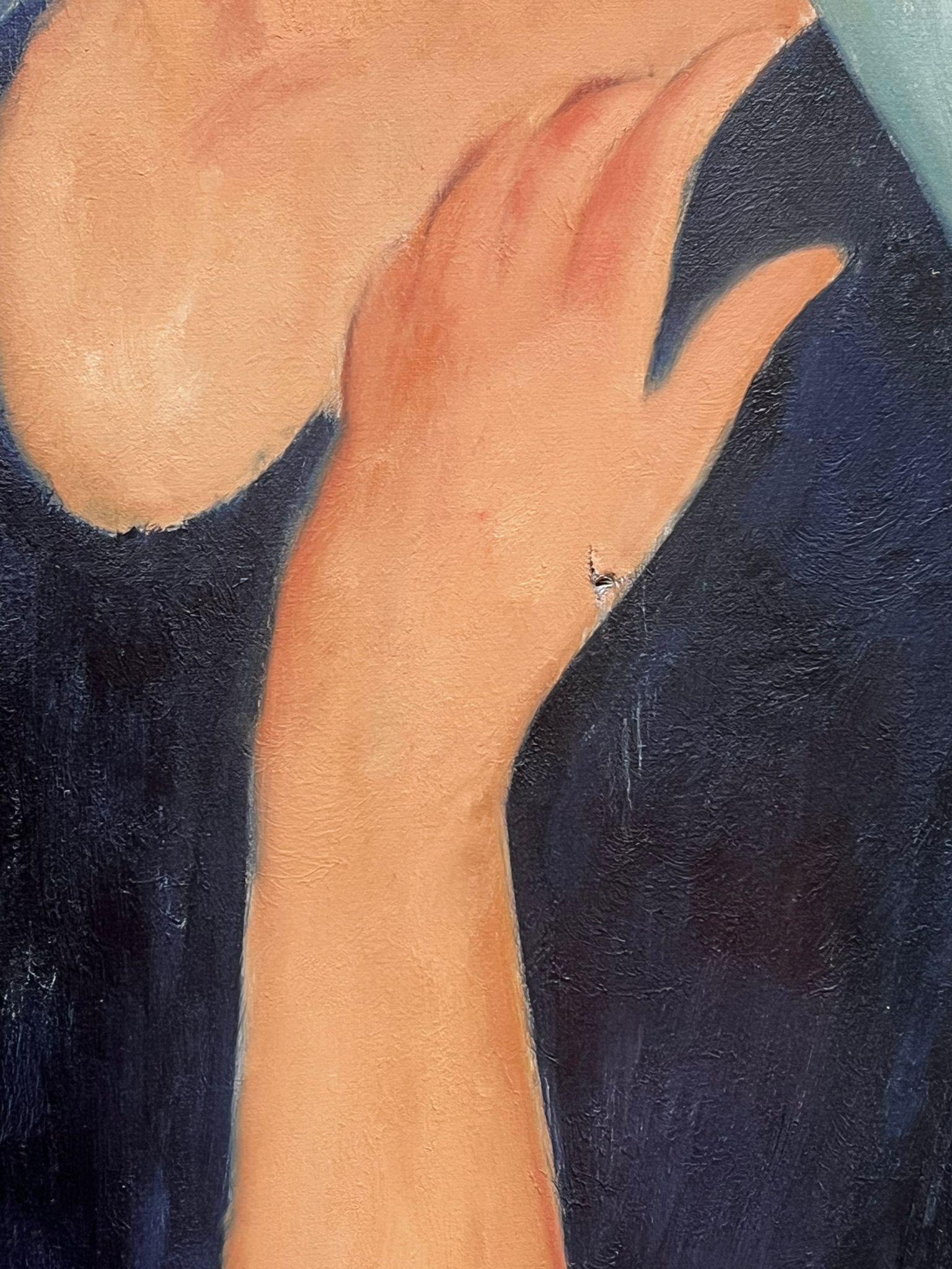 Großes Porträt einer Dame nach Modigliani, Ölgemälde auf Leinwand (Moderne), Painting, von After Amedeo Modigliani