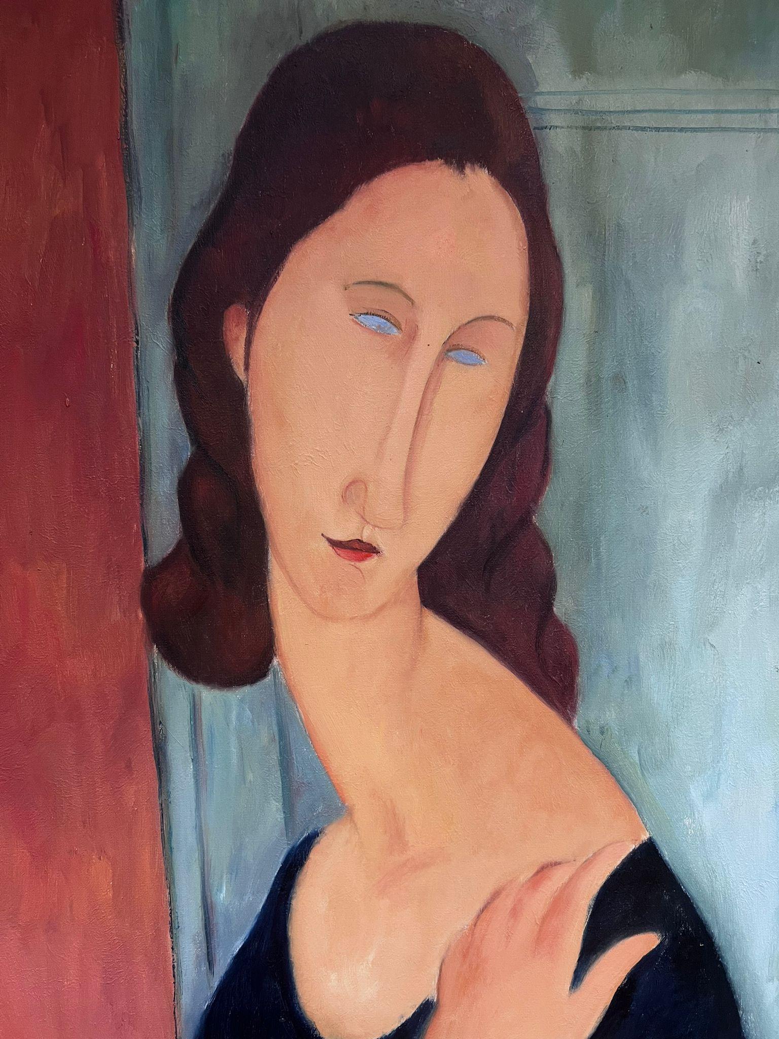 Großes Porträt einer Dame nach Modigliani, Ölgemälde auf Leinwand im Angebot 2