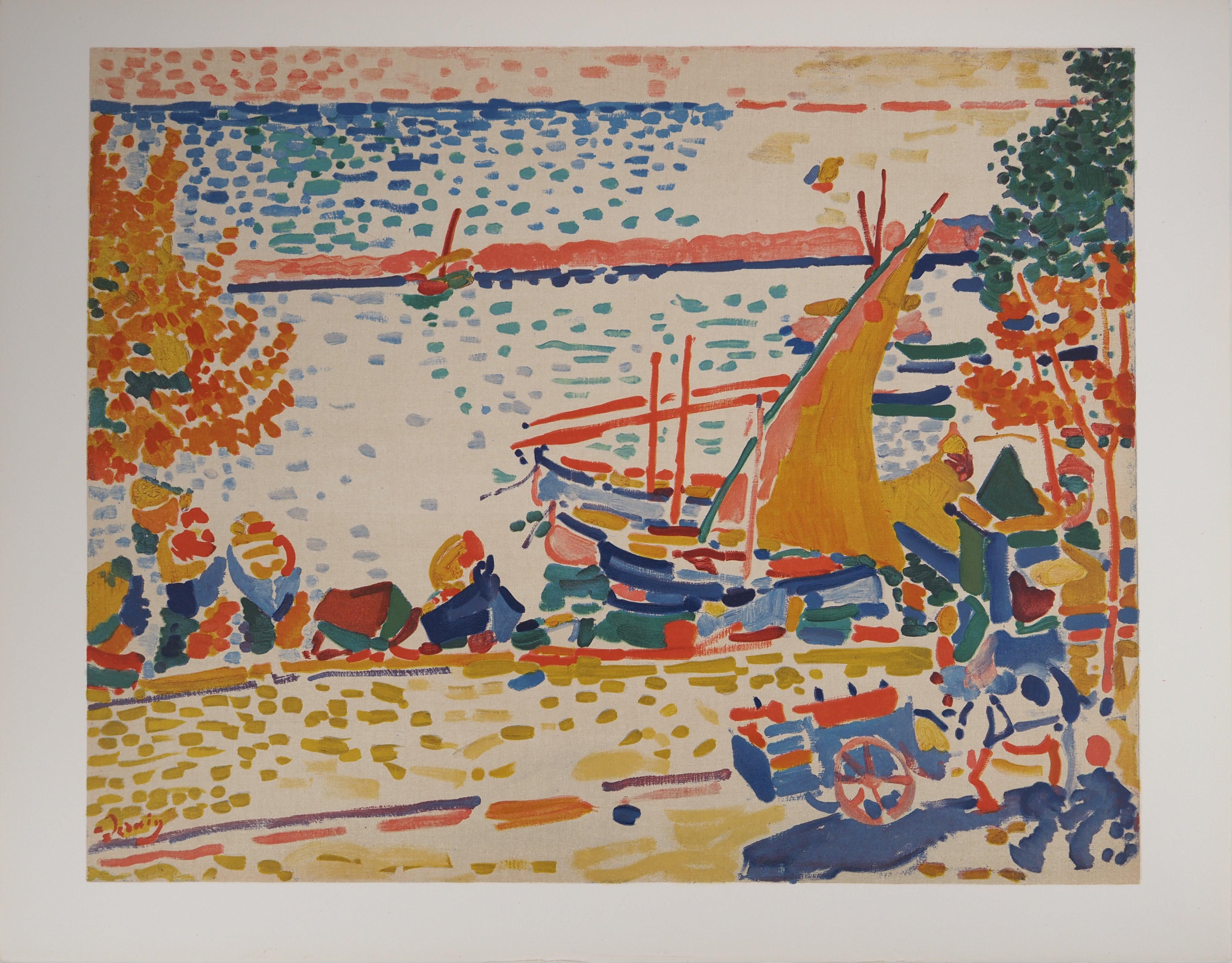 Vue fauviste du port de Collioure en Provence - Lithographie, Mourlot