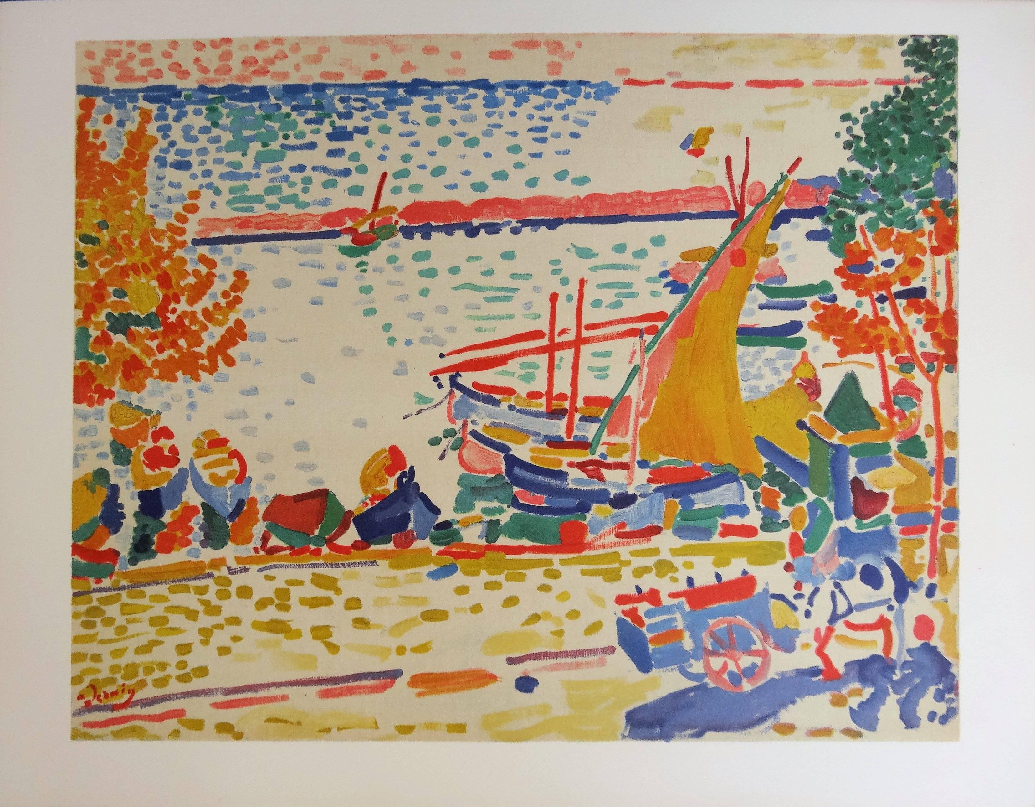 (after) André Derain Landscape Print – Fauvist View of the Harbour of Collioure in Provence - Lithograph, 1972