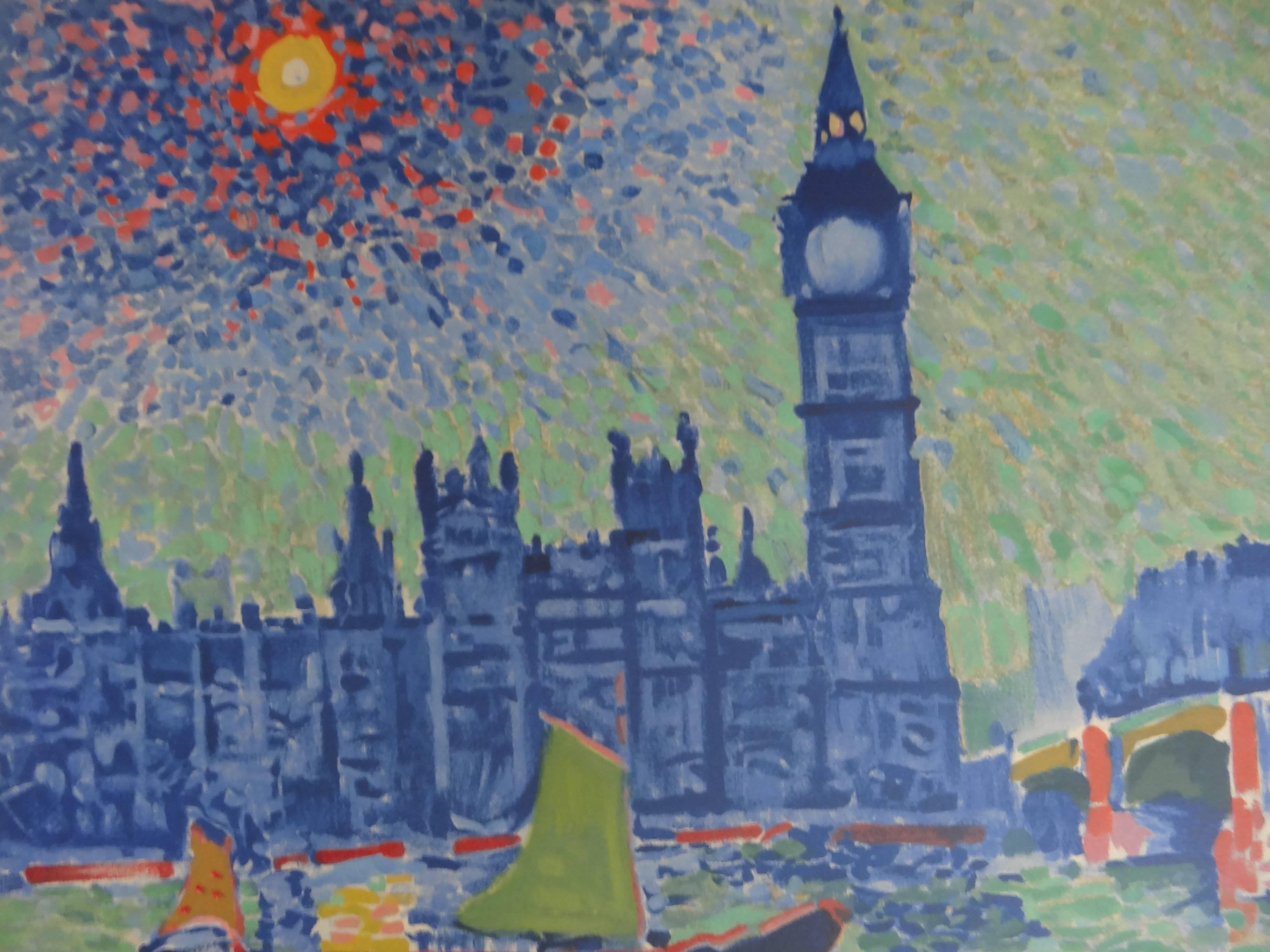 London Viewed from the Thames - Lithograph, 1972 - Fauvist Print by (after) André Derain